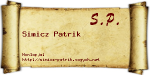 Simicz Patrik névjegykártya